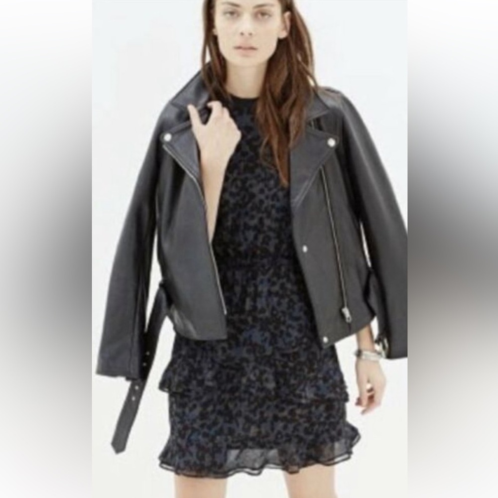 MADEWELL Blue and Black Women's Tiered Ruffle Dress - Picture 3 of 8